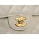 CHANEL Samll Classic Flap Bag in Grained Calfskin - White & Gold