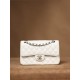 CHANEL Samll Classic Flap Bag in Grained Calfskin - White & Silver