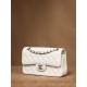 CHANEL Samll Classic Flap Bag in Grained Calfskin - White & Silver