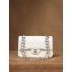 CHANEL Samll Classic Flap Bag in Grained Calfskin - White & Silver