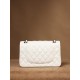 CHANEL Samll Classic Flap Bag in Grained Calfskin - White & Silver