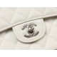 CHANEL Samll Classic Flap Bag in Grained Calfskin - White & Silver