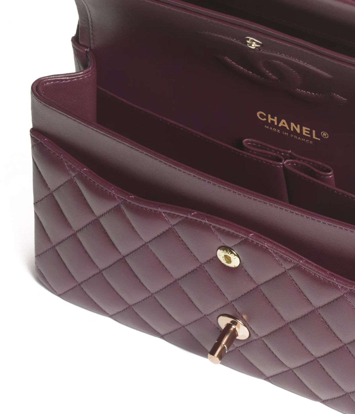 CHANEL Classic 11.12 Flap Bag in Lambskin - Burgundy