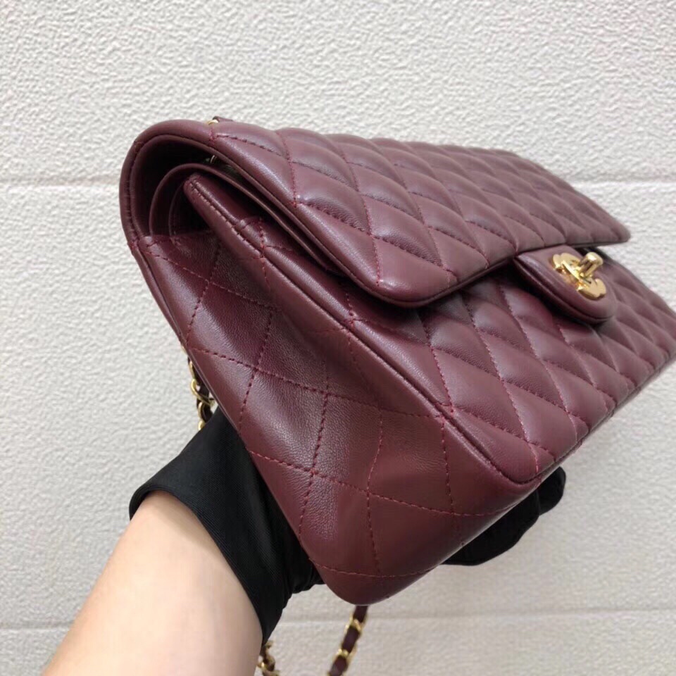 CHANEL Classic 11.12 Flap Bag in Lambskin - Burgundy