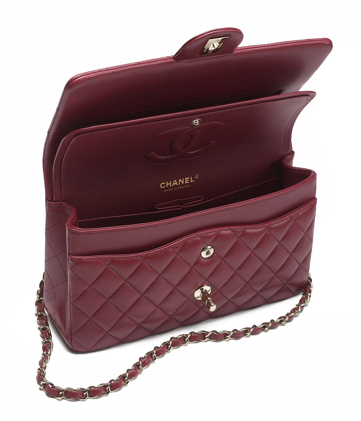 CHANEL Classic 11.12 Flap Bag in Lambskin - Red