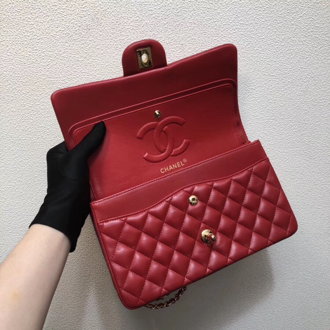 CHANEL Classic 11.12 Flap Bag in Lambskin - Red