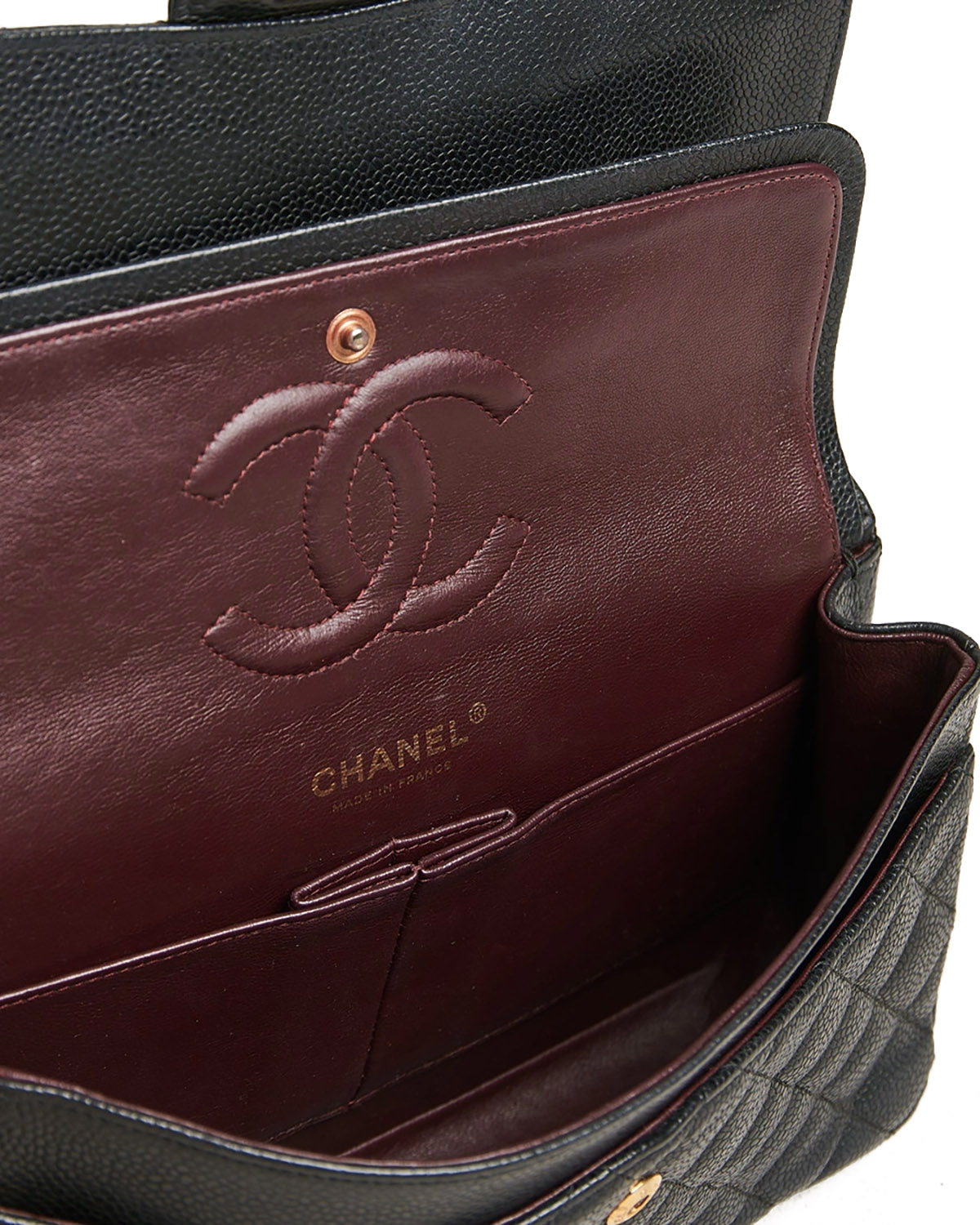 CHANEL Classic 11.12 Flap Bag in Grained Calfskin - Black & Gold