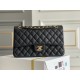 CHANEL Classic 11.12 Flap Bag in Grained Calfskin - Black & Gold