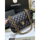 CHANEL Large Classic Flap Bag in Grained Calfskin - Black & Gold