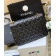 CHANEL Large Classic Flap Bag in Grained Calfskin - Black & Gold