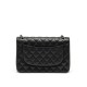 CHANEL Large Classic Flap Bag in Grained Calfskin - Black & Silver