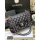 CHANEL Large Classic Flap Bag in Grained Calfskin - Black & Silver