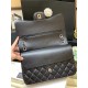 CHANEL Large Classic Flap Bag in Grained Calfskin - Black & Silver