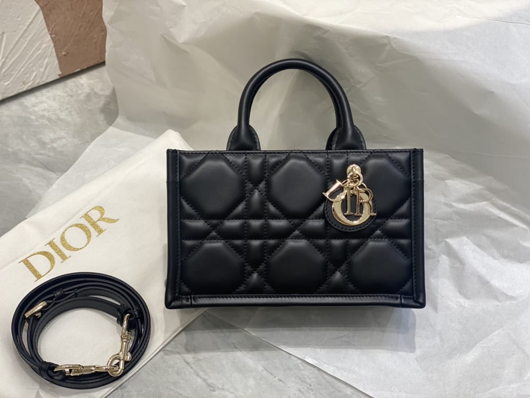 Dior Mini Book Tote Black Macrocannage Calfskin