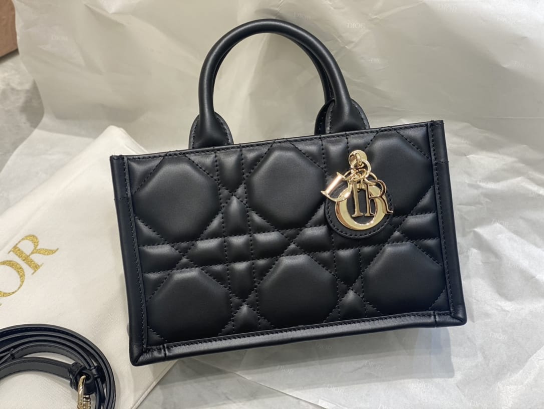 Dior Mini Book Tote Black Macrocannage Calfskin