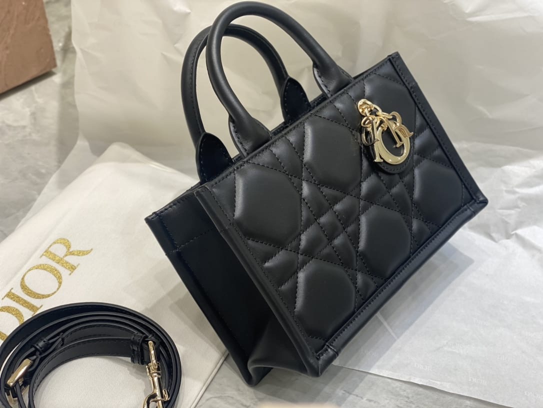 Dior Mini Book Tote Black Macrocannage Calfskin