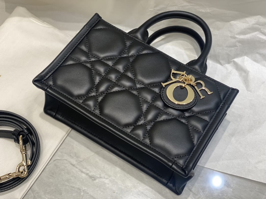 Dior Mini Book Tote Black Macrocannage Calfskin