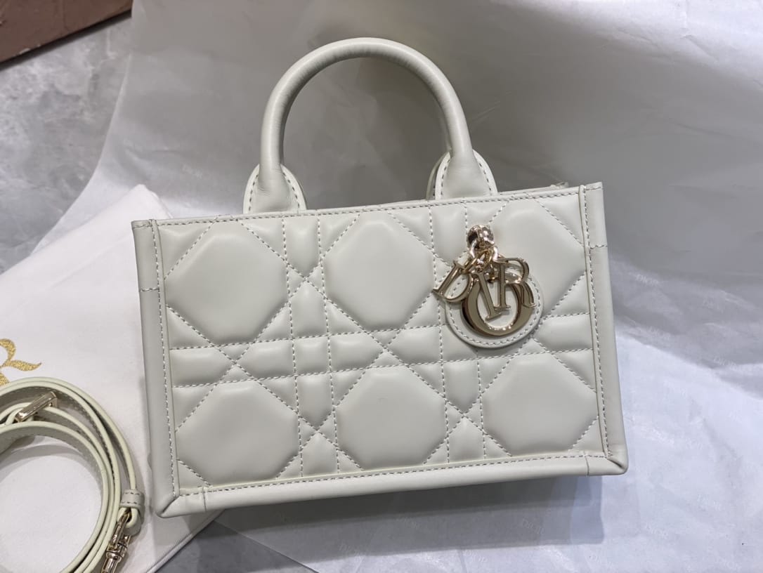 Dior Mini Book Tote Latte Macrocannage Calfskin