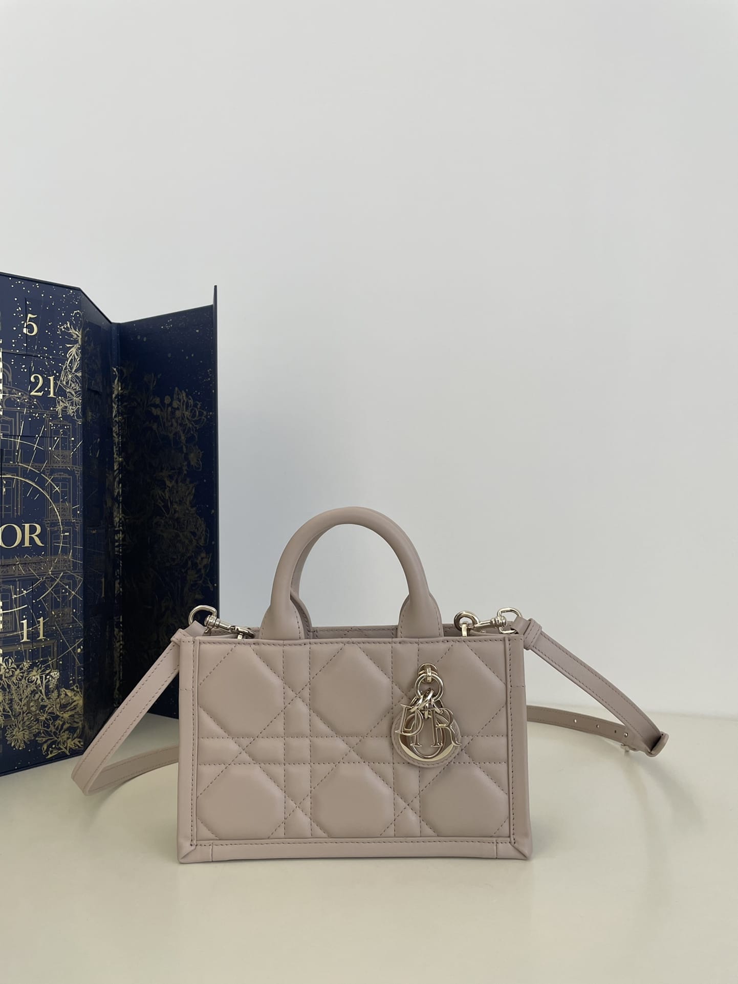 Dior Mini Book Tote Powder Beige Macrocannage Calfskin