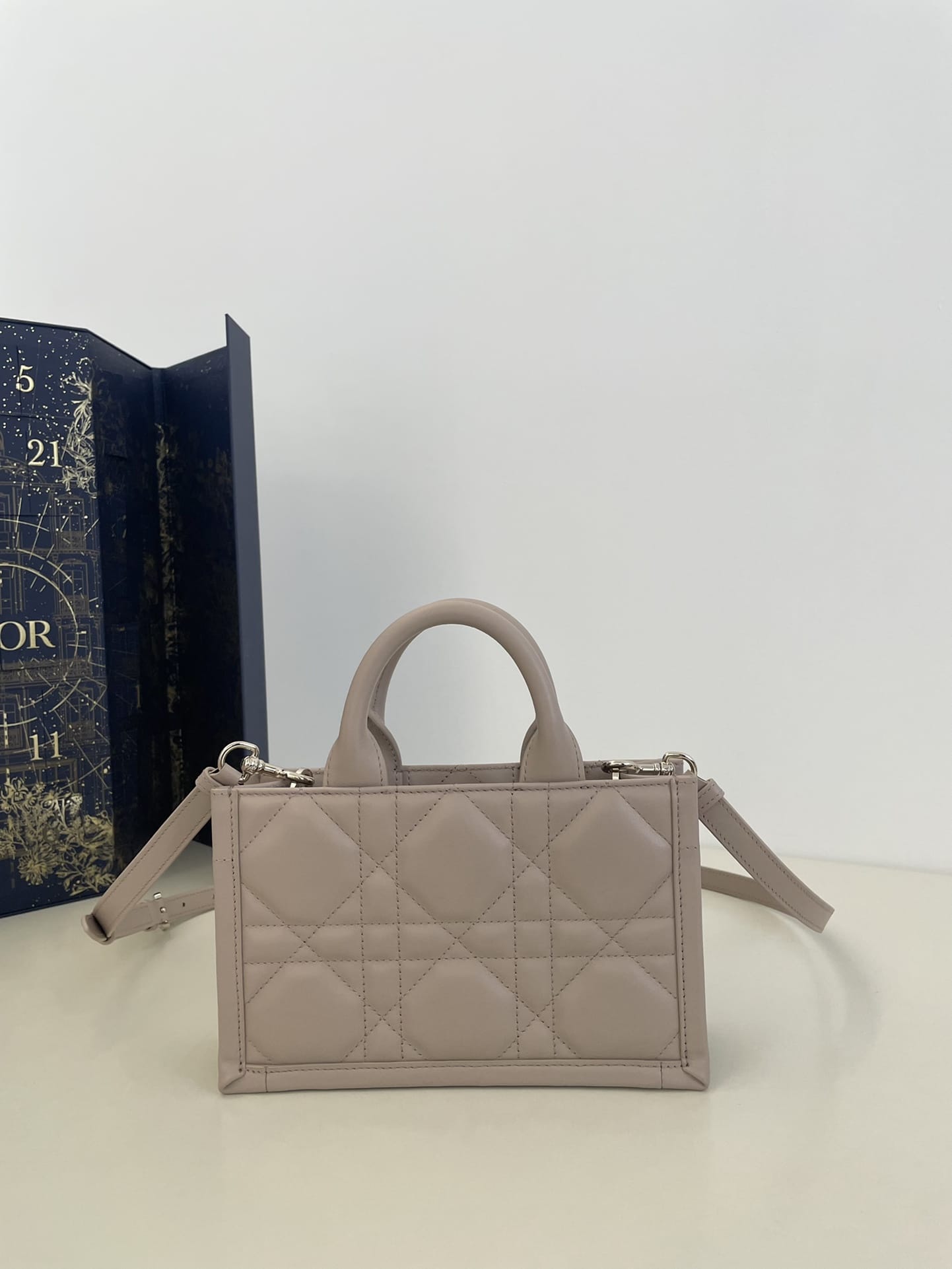 Dior Mini Book Tote Powder Beige Macrocannage Calfskin