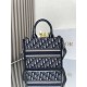 Dior Small Book Tote Blue Dior Oblique Embroidery and Calfskin