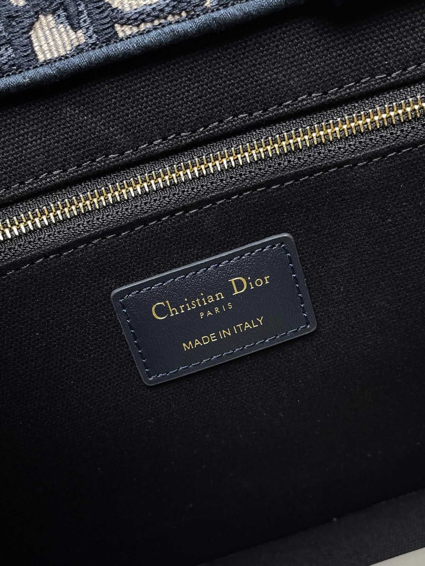 Dior Small Book Tote Blue Dior Oblique Embroidery and Calfskin