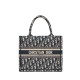 Dior Small Book Tote Ecru and Blue Dior Oblique Embroidery