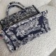 Dior Small Book Tote Blue and White Toile de Jouy Reverse Embroidery 