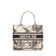 Dior Small Book Tote Latte and Black Toile de Jouy Zodiac Embroidery