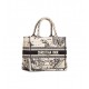 Dior Small Book Tote Latte and Black Toile de Jouy Zodiac Embroidery