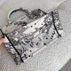 Dior Small Book Tote Latte and Black Toile de Jouy Zodiac Embroidery