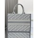 Dior Medium Book Tote Gray Dior Oblique Embroidery and Calfskin