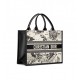 Dior Medium Book Tote Latte and Black Dior Zodiac Embroidery with Black Calfskin