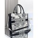 Dior Medium Book Tote Latte and Black Dior Zodiac Embroidery with Black Calfskin