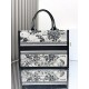 Dior Medium Book Tote Latte and Black Dior Zodiac Embroidery with Black Calfskin