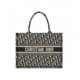 Dior Medium Book Tote Ecru and Blue Dior Oblique Embroidery