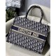 Dior Medium Book Tote Ecru and Blue Dior Oblique Embroidery