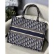 Dior Medium Book Tote Ecru and Blue Dior Oblique Embroidery