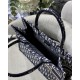 Dior Medium Book Tote Ecru and Blue Dior Oblique Embroidery