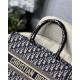 Dior Medium Book Tote Ecru and Blue Dior Oblique Embroidery