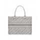 Dior Medium Book Tote Ecru and Gray Dior Oblique Embroidery