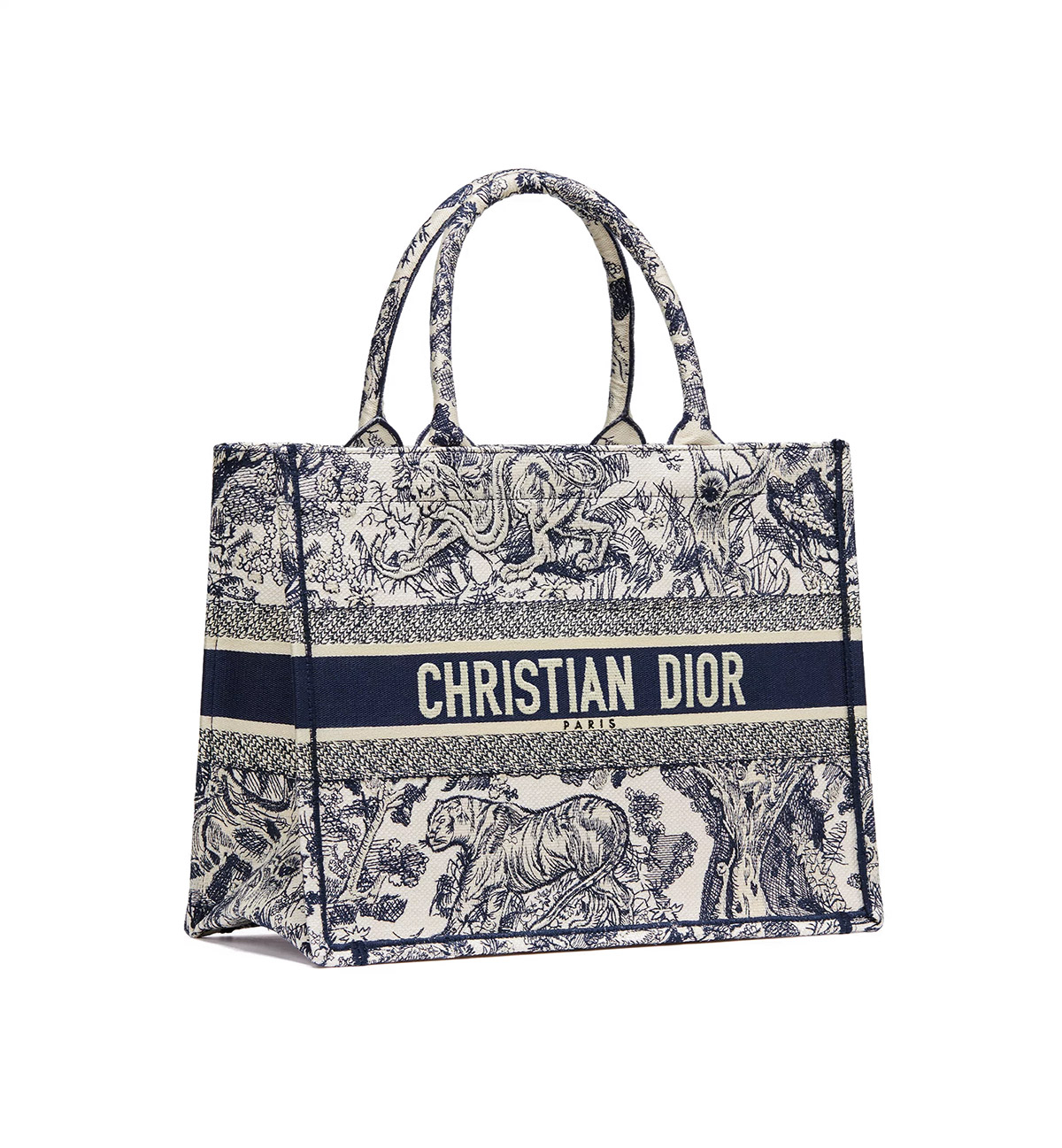 Dior Medium Book Tote Ecru and Blue Toile de Jouy Embroidery