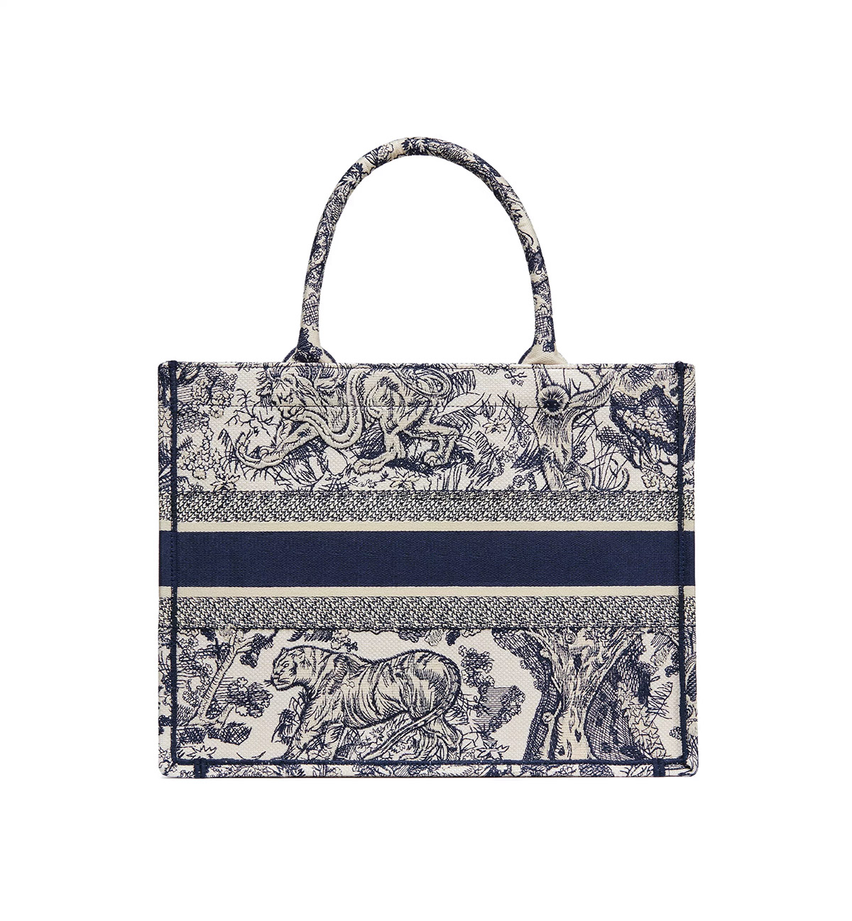 Dior Medium Book Tote Ecru and Blue Toile de Jouy Embroidery