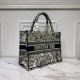 Dior Medium Book Tote Ecru and Blue Toile de Jouy Embroidery