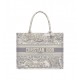 Dior Medium Book Tote Ecru and Gray Toile de Jouy Embroidery