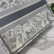 Dior Medium Book Tote Ecru and Gray Toile de Jouy Embroidery