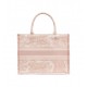 Dior Medium Book Tote Ecru and Pink Toile de Jouy Embroidery