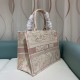 Dior Medium Book Tote Ecru and Pink Toile de Jouy Embroidery