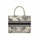 Dior Medium Book Tote Latte and Black Dior Zodiac Embroidery