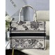 Dior Medium Book Tote Latte and Black Dior Zodiac Embroidery